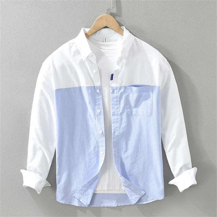 Heren Overhemd | Patch Overhemd | Borstzak | Tweekleurig