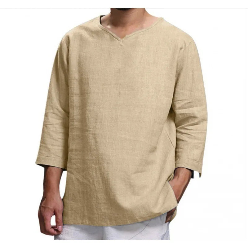 Heren Top | Oversized | Driekwart Mouw V-hals | Herfst