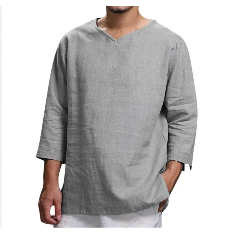 Heren Top | Oversized | Driekwart Mouw V-hals | Herfst