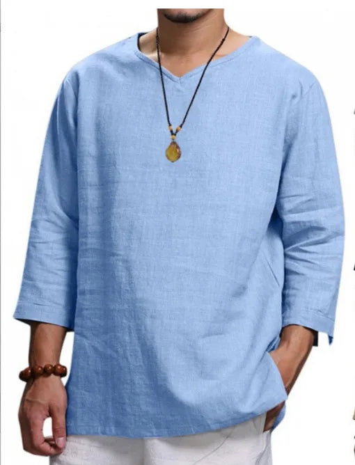 Heren Top | Oversized | Driekwart Mouw V-hals | Herfst