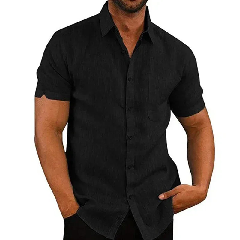 Heren Shirt | Slimfit | Korte Mouw Met Knopen | Zomer