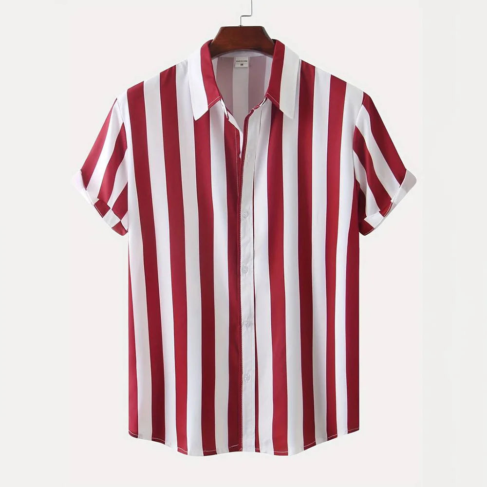 Heren Shirt | Brede Strepen | Klassieke Kraag | Zomer