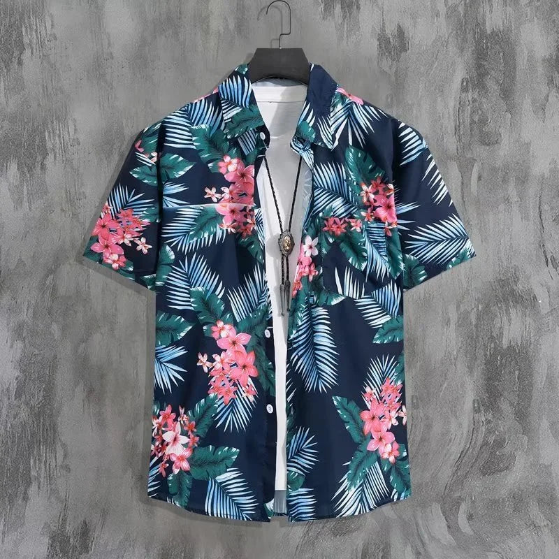 Heren Shirt | Korte Mouw | Tropische Bloemenprint | Zomer