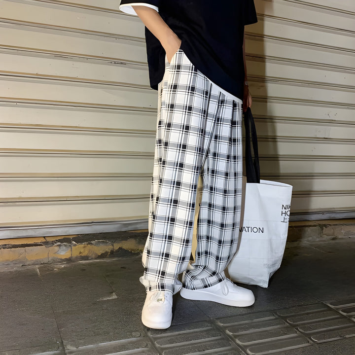 Heren  Casual Broek | Geruit Ontwerp | Normale Pasvorm | Koord Taille