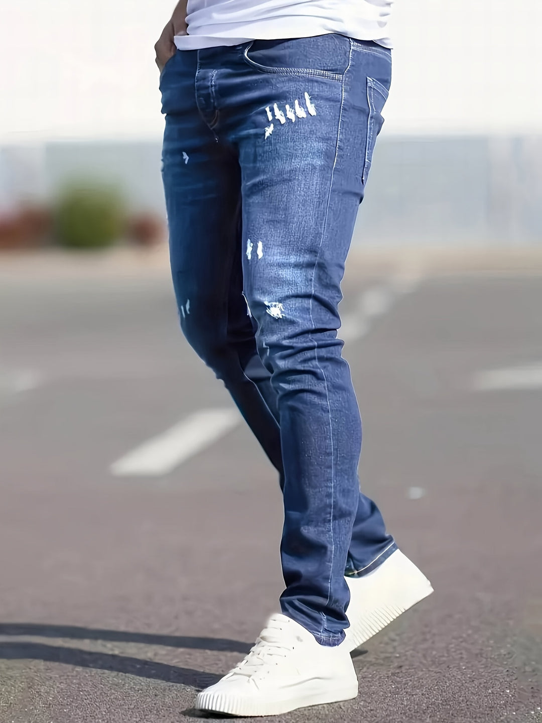 Heren Slim-Fit Gescheurde Jeans | Stoere Denim | Casual Katoenmix met Zakken