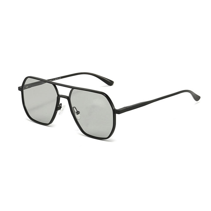 Heren Zonnebril | Geometrisch Metalen Frame | Dubbele Brug | Trendy & Zakelijk