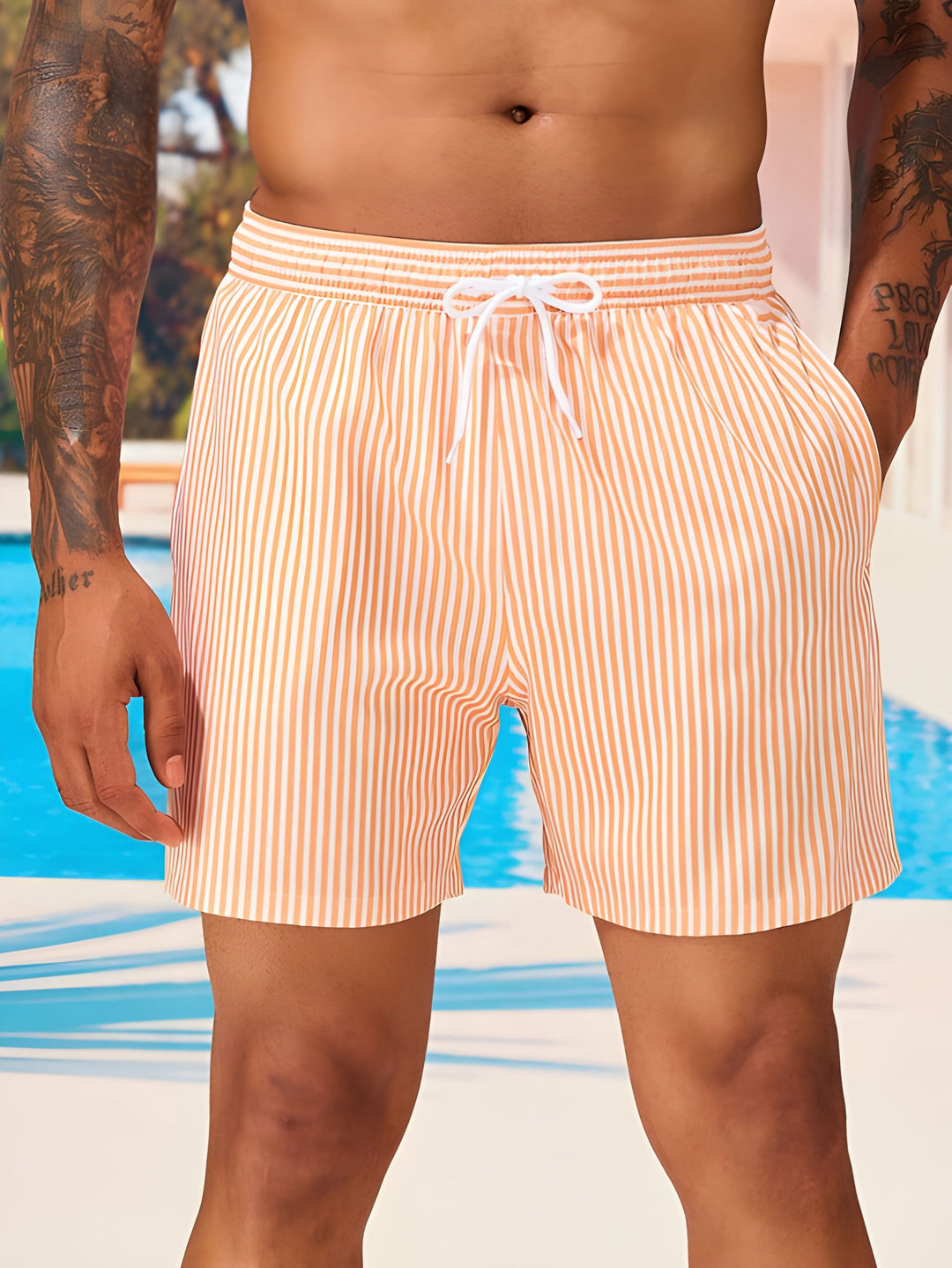 Heren Zwemshort | Gestreept Design | Zachte Stof & Elastische Taille | Katoenmix