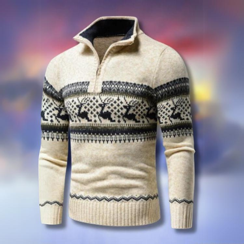 Truien Heren | Half Zip Wintertrui | Stijlvol Fair Isle Design