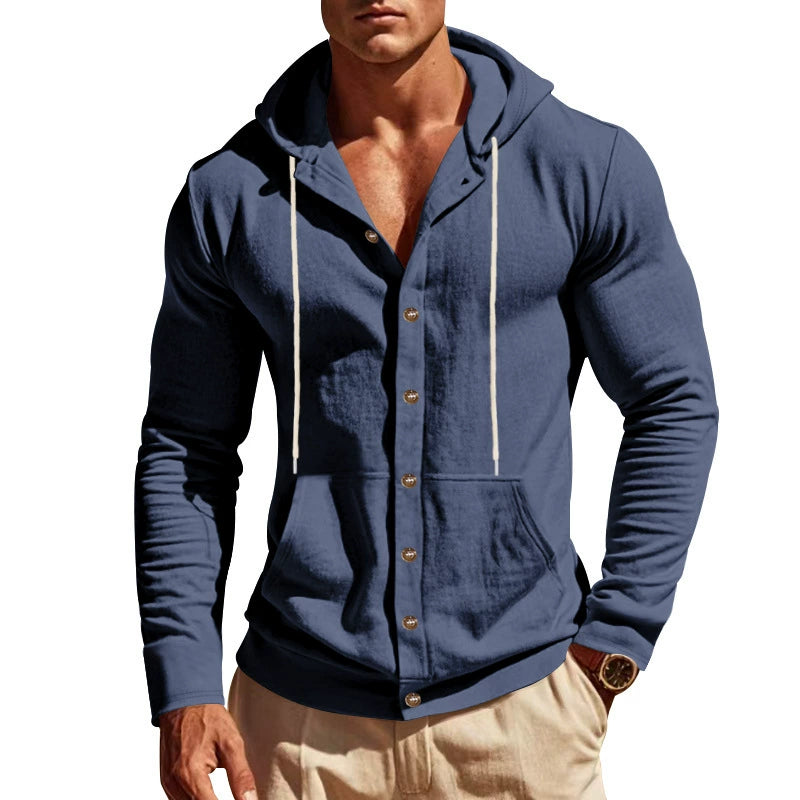 Heren Hoodie | Slimfit | Met Knoopjes | Capuchon