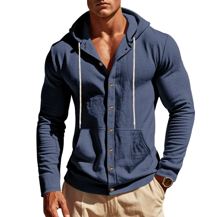 Heren Hoodie | Slimfit | Met Knoopjes | Capuchon