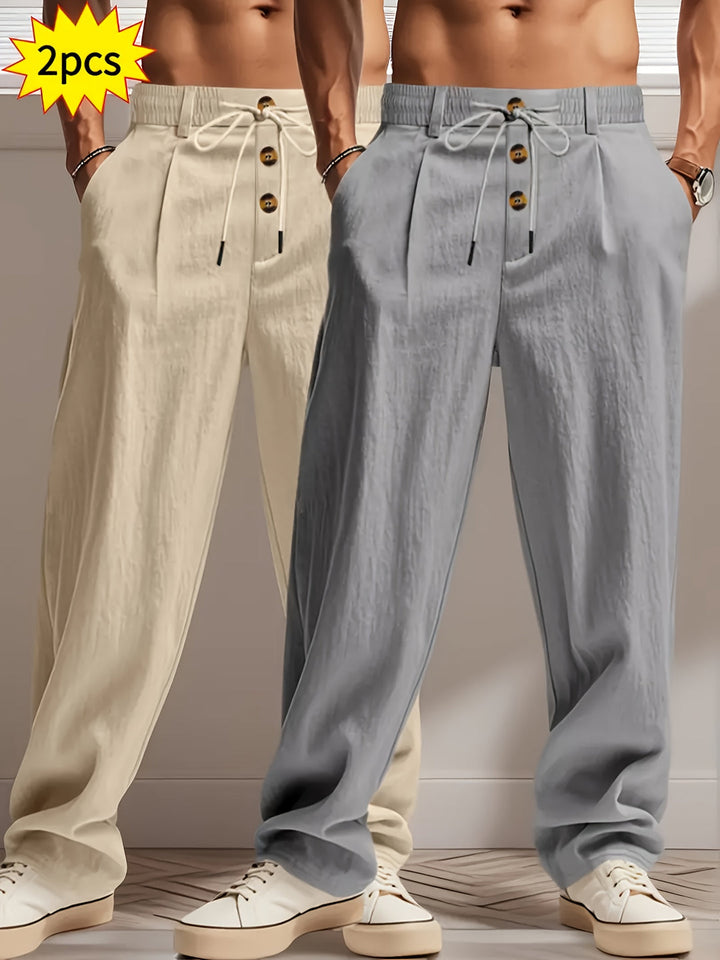 Heren Broek Set | Wijde Pijpen | Met Trekkoord | Zomer