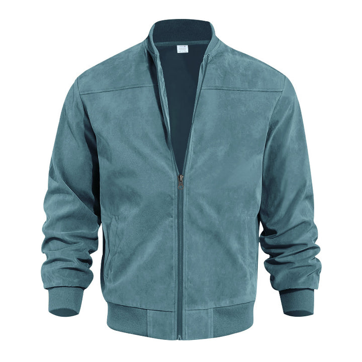 Winterjas Heren | Retro Zip-Up Jacket | Baseball Kraag & Effen Kleur Tussenjas