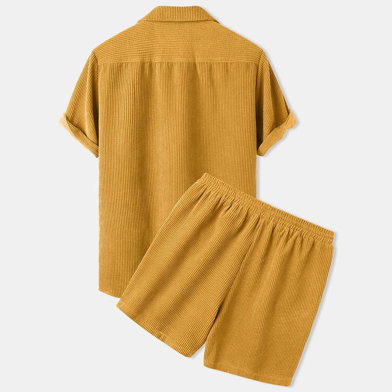 Heren Zomerset | Korte Mouw & Corduroy | Casual & Comfortabel | Effen Kleur