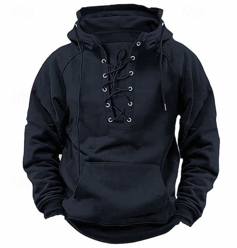 Hoodie Heren | Lace-Up Hals | Casual Tactical Style | Comfort