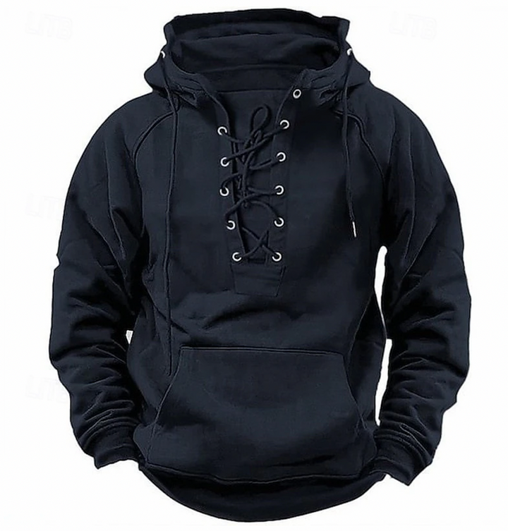Hoodie Heren | Lace-Up Hals | Casual Tactical Style | Comfort
