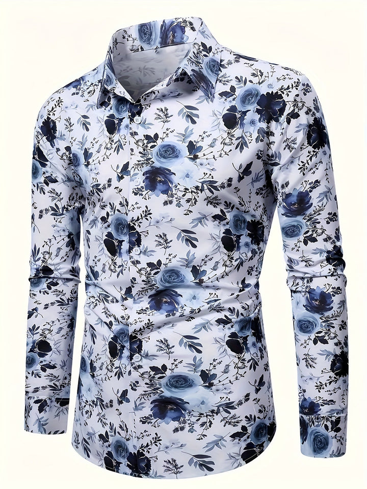 Heren Overhemd | Bloemenprint | Lichtgewicht & Comfortabel | Lange Mouw & Kraag