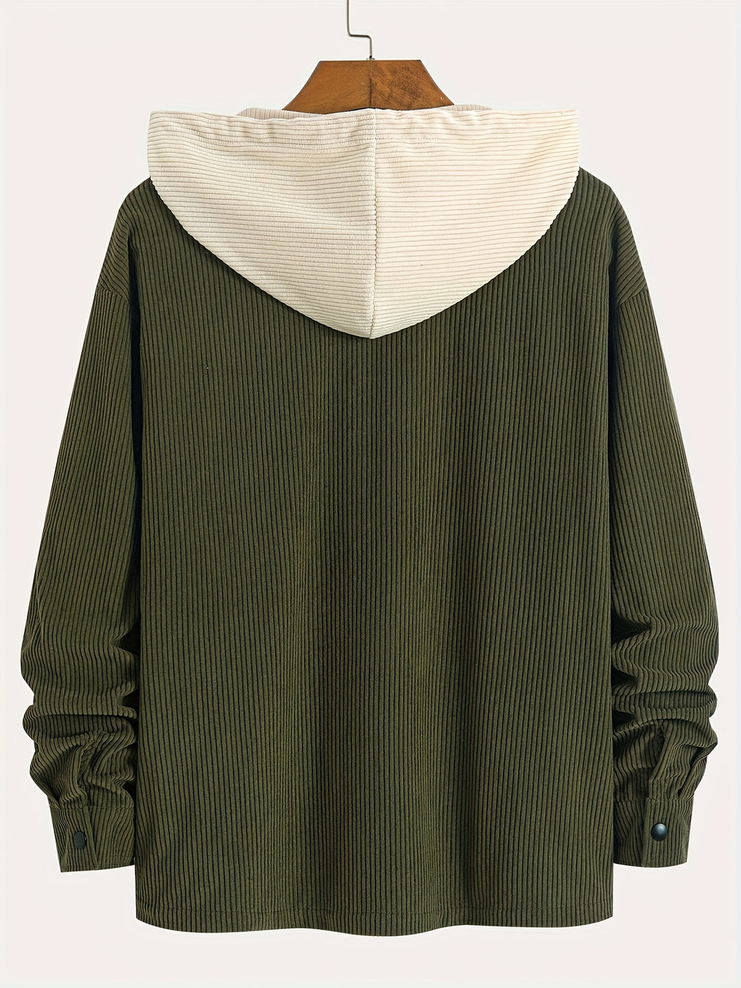 Heren Corduroy Hooded Jacket | Losse Pasvorm & Warm | Knoopsluiting & Trekkoord | Herfst & Winter