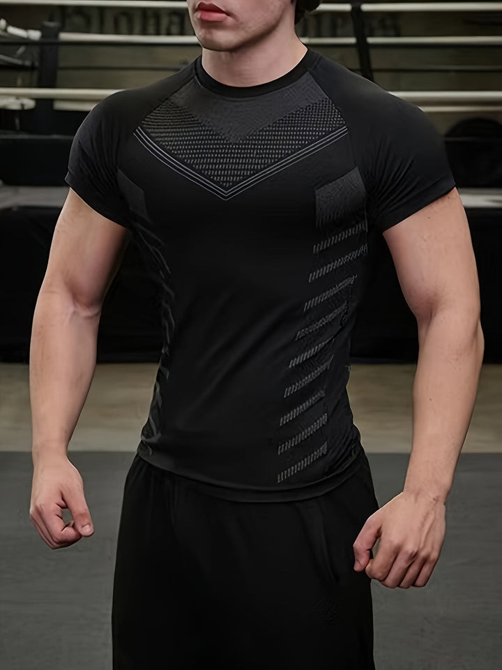 Heren T-shirt | Gestreept Design | Ademend & Rekbaar | Sportshirt Gym & Hardlopen