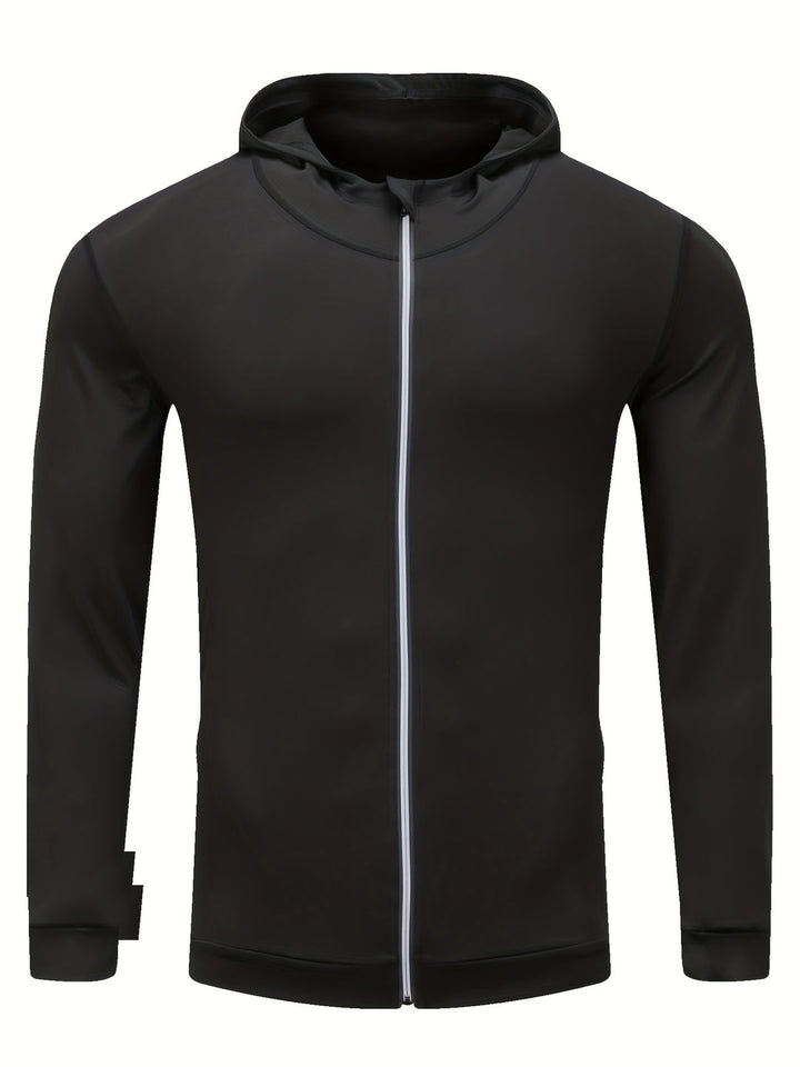 Heren Full-Zip Runningjack met Capuchon | Snel Drogende & Hoge Elastische | Lange Mouwen