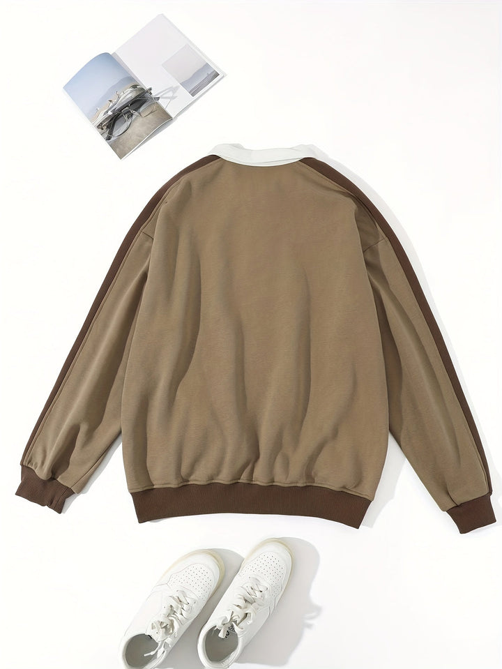 Heren Sweatshirt | Kleurblokken & Ritssluiting | Warm & Comfortabel | Herfst/Winter