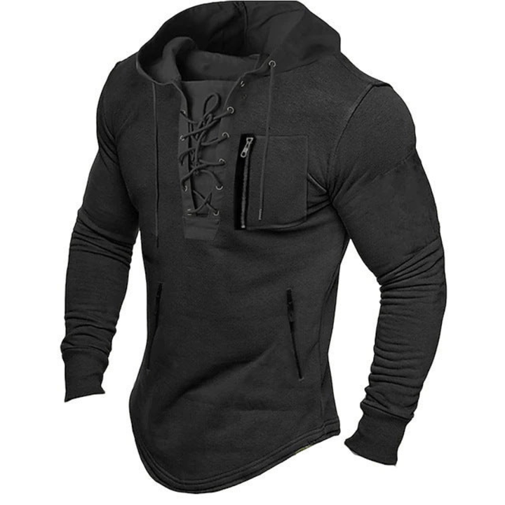 Truien Heren | Sportieve Hoodie Met Vetersluiting | Casual Kleding