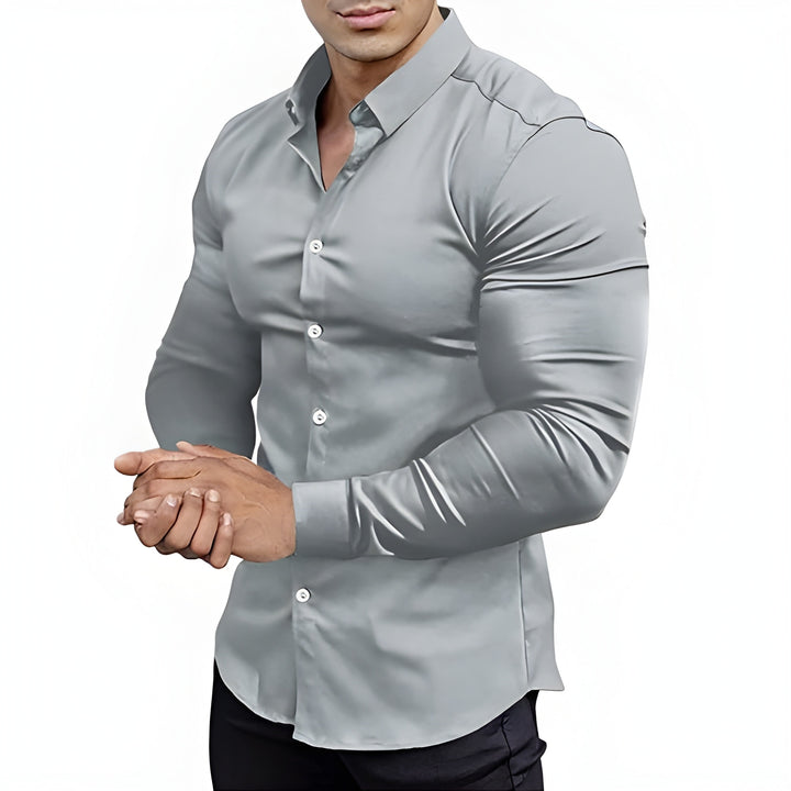 Heren Overhemd | Slim Fit | Effen & Subtiele Glans | Formeel & Casual
