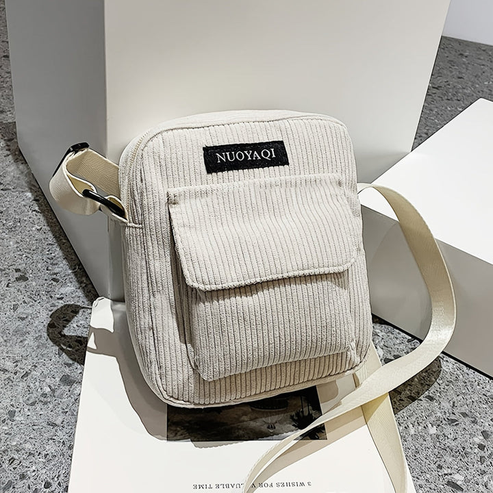 Heren Crossbody Tas | Ribfluweel | Meerdere Vakken & Verstelbare Band