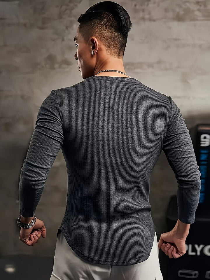 Heren T-shirt | V-hals & Lange Mouwen | Hoge Stretch & Comfort | Casual