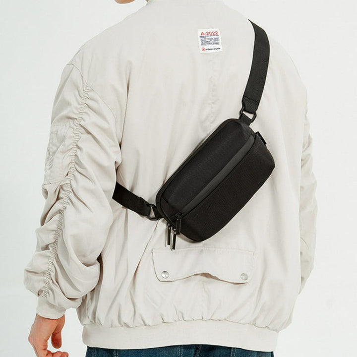 Heren Mini Crossbody Tas | Lichtgewicht Sport & Streetstyle | Telefoontasje van Oxford Stof – Zwart
