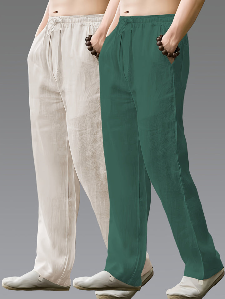 Heren Broek | Straight | Met Trekkoord | Zomer | 2-Pack