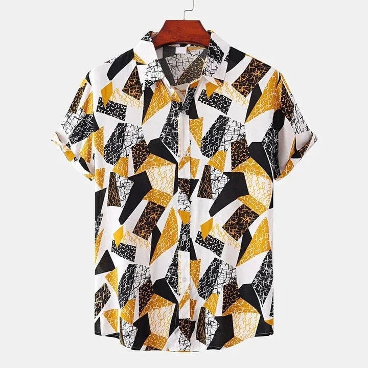 Heren Shirt | Korte Mouw | Patchwork Print | Zomer