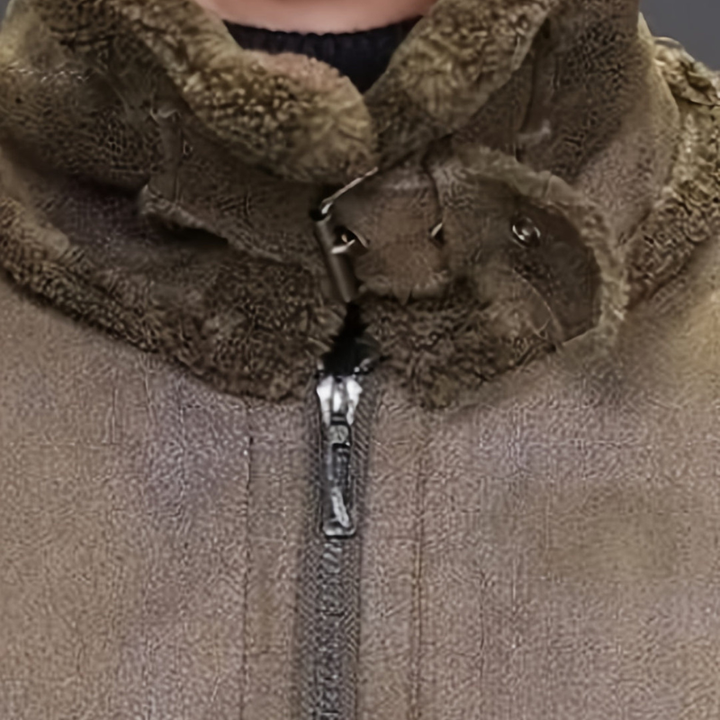 Winterjas Heren | Leren Look Jas met Bontkraag | Warme Voering & Ritssluiting