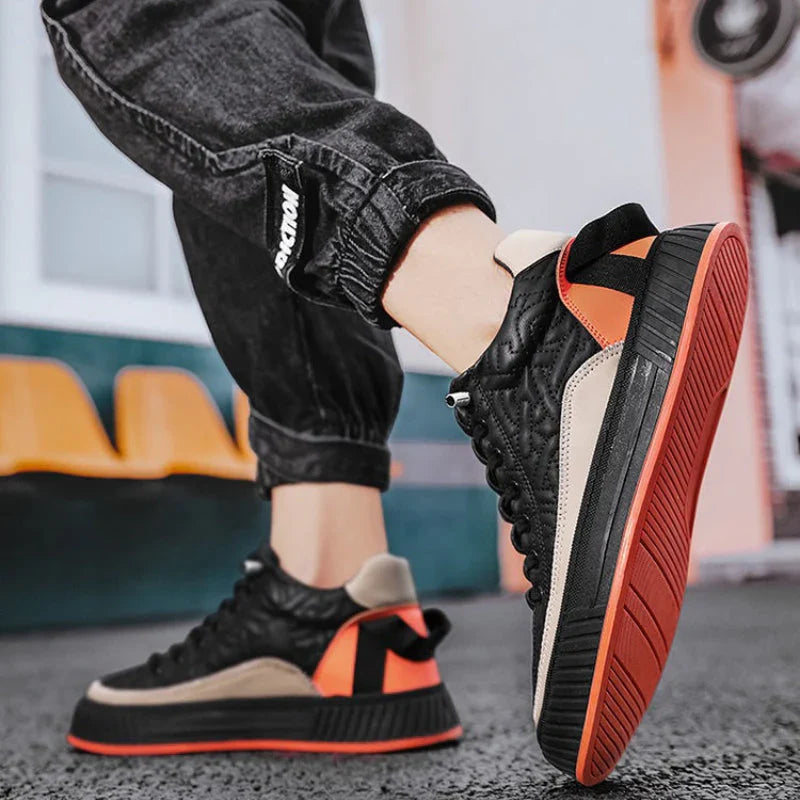 Heren Sneakers | Contrasterende Zool & Bold Design | Luxe Streetstyle | Synthetisch Leer