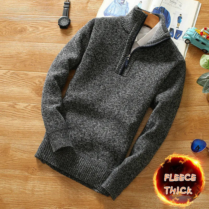 Luxe en knusse wollen semi-zip trui met winterse stijl en comfort | Nathan