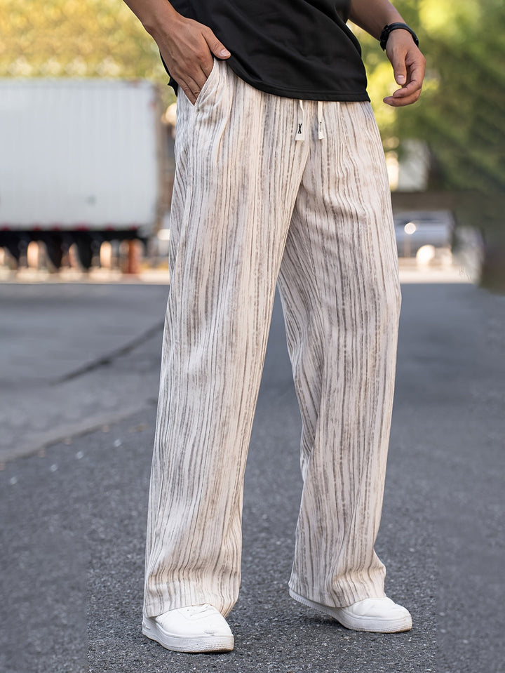 Heren Corduroy Broek | Gestreept & Rekbaar | Losse Pasvorm | Streetwear