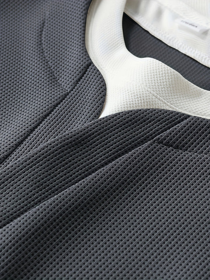 Waffle Trui Voor Heren | Casual Lange Mouw | Gevormde V-hals & Stretchy Stof