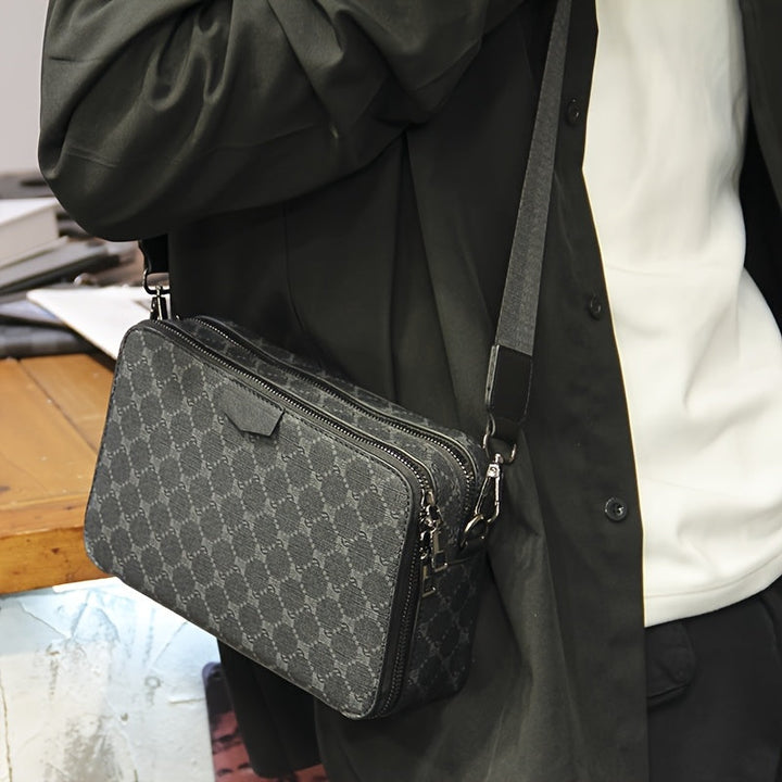 Heren Crossbody Tas | Street Style | Gecheckt Design | Verstelbare Riem | Meerdere Vakken | PU