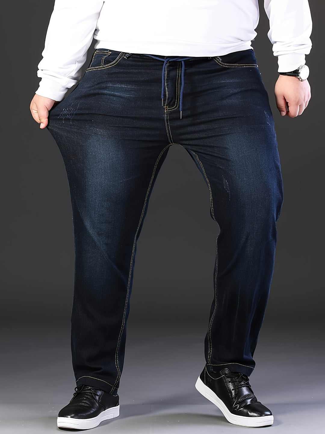 Heren Jeans | Elastische Taille | Rekbaar & Geribbeld | Grote Maten