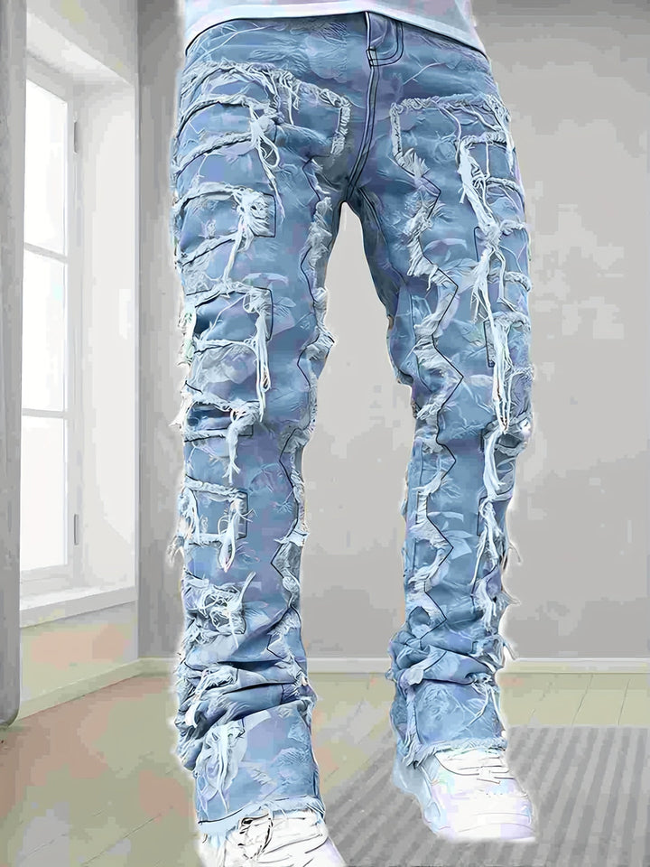 Heren Jeans | Effen Kleur & Rafelige Details | Skinny Fit met Zakken | Casual