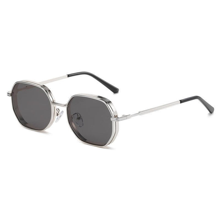 Heren Zonnebril | Hexagonaal Metalen Frame | Punk Stijl | Vintage & Uniek
