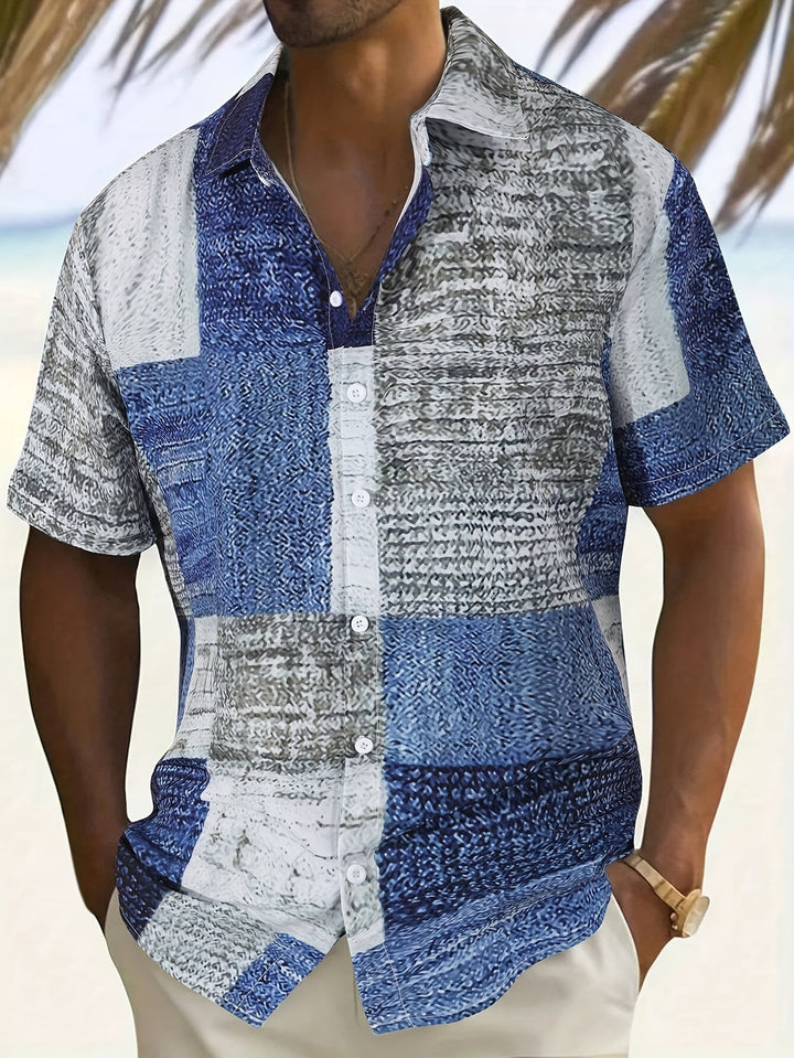 Heren Zomershirt | Contrasterend Kleurenpatroon | Stijlvol & Trendy