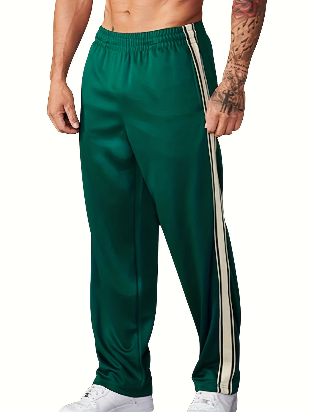 Heren Sportbroek | Gebreid & Lichtgewicht | Losse Fit met Zijstreep | Casual & Training