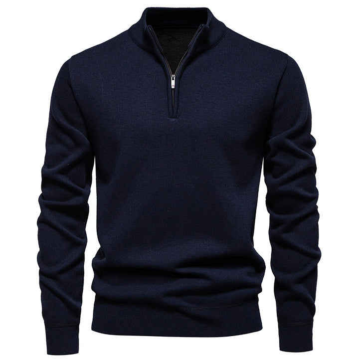 Moderne en stijlvolle Half-Zip Trui voor heren met warme fleece en opstaande kraag | Finn
