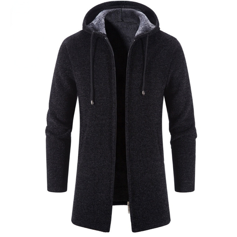 Vest Heren | Warme Lange Cardigan | Met Capuchon | Rits Sluiting