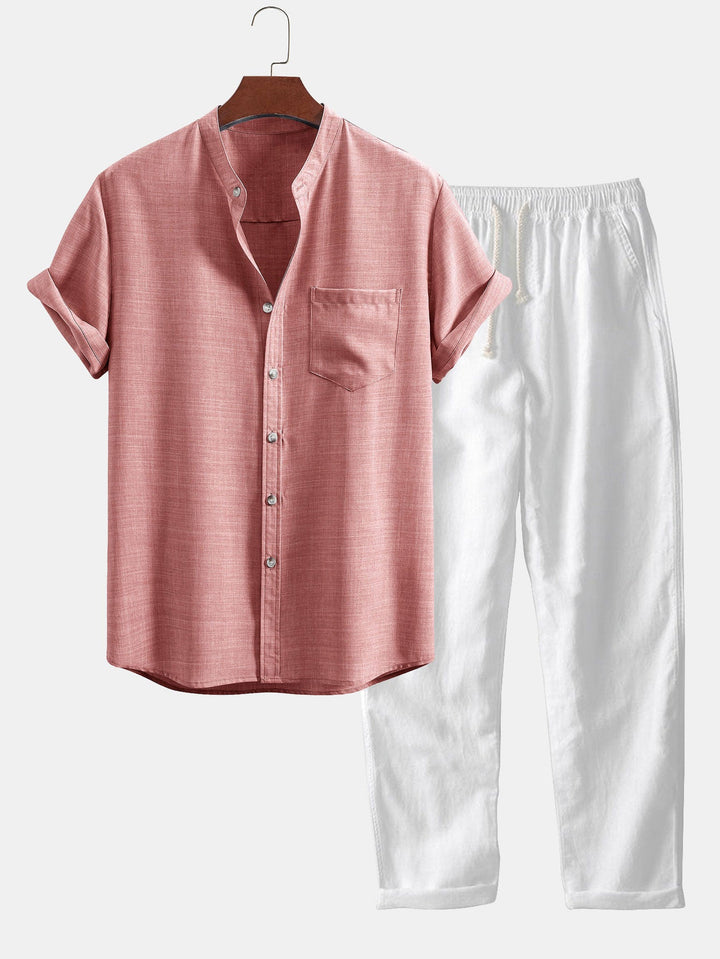 Heren Set | Korte Mouw Overhemd & Rechte Broek | Ademend & Casual | Lichtgewicht