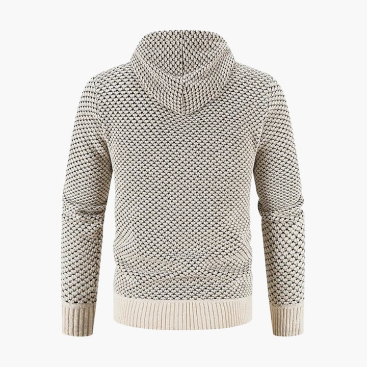 Vest Heren | Gebreid Hoodie Vest met Ritssluiting & Patroon | Warm Kleding