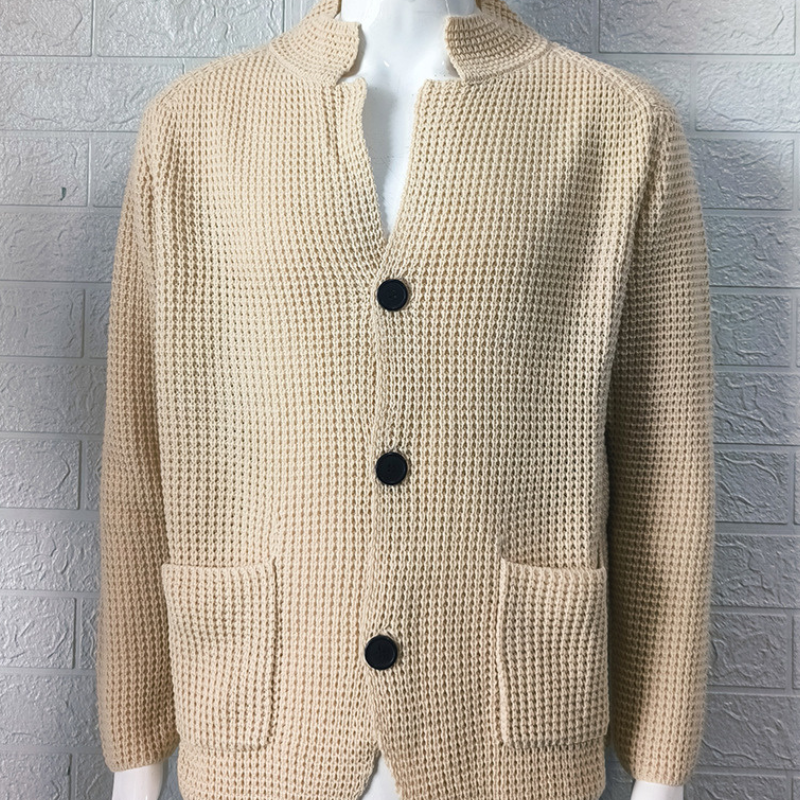 Elegante heren trui met knoopsluiting en opvallende hoge kraag voor een verheven stijl | Ties