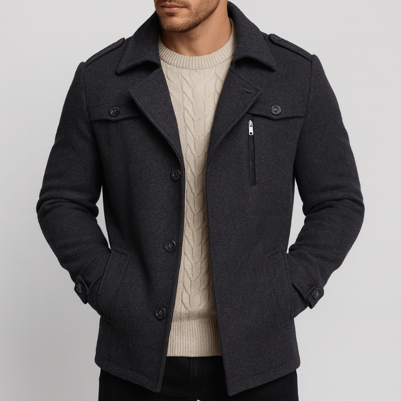 Winterjas Heren | Warme Mid-Length Jas | Klassiek Trenchcoat Design