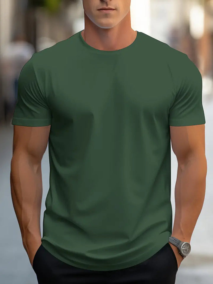 Heren T-Shirt | Effen Kleur & Ronde Hals | Los Model Streetwear | Polyester