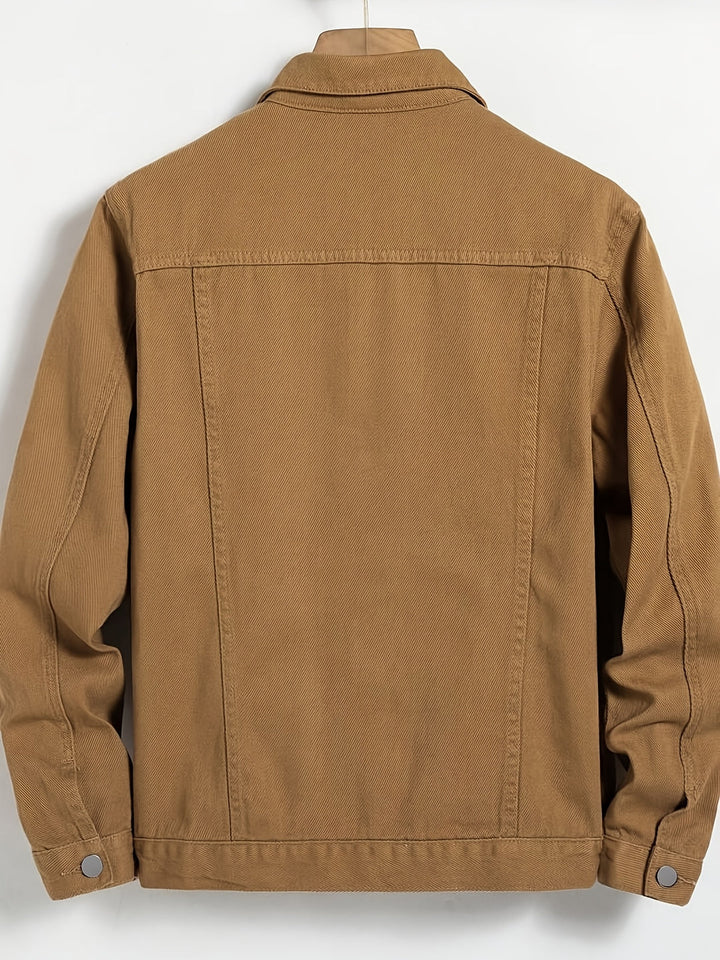 Heren Denim Jas | Klassiek & Duurzaam | Knoopsluiting & Borstzakken | Bruin